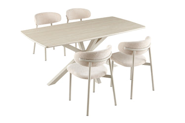 Tafel 'Noa' 180x90 cm Deens Ovaal Baroque Beige - Grijs Voet
