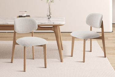 Eetkamerstoel Carmen Naturel Eik Bouclé Beige