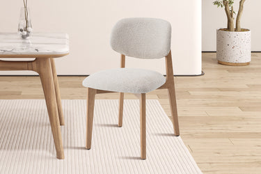 Eetkamerstoel Carmen Naturel Eik Bouclé Beige