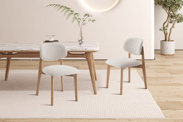 Eetkamerstoel Carmen Naturel Eik Bouclé Beige