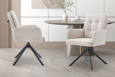Eetkamerstoel Granada Beige Draaibaar met Armleuning