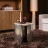 Salontafel Zeli Botticino marmer 45 cm - beige en zilver - Mooier Thuis