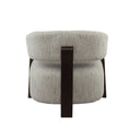 Fauteuil Juun beige achteraanzicht met houten frame