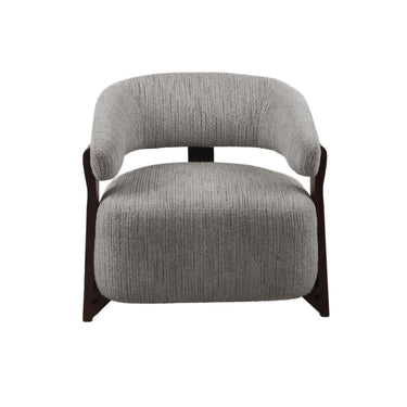 Fauteuil Juun taupe vooraanzicht met ronde rugleuning
