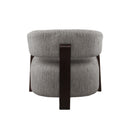 Fauteuil Juun taupe achteraanzicht met houten frame