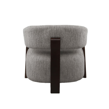 Fauteuil Juun taupe achteraanzicht met houten frame