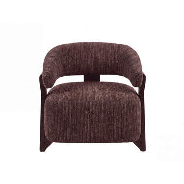 Fauteuil Juun bruin vooraanzicht met ronde rugleuning
