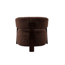 Fauteuil Juun bruin achteraanzicht met houten frame