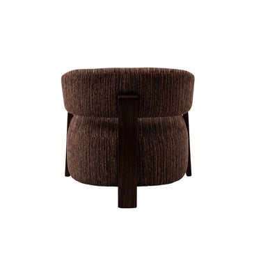 Fauteuil Juun bruin achteraanzicht met houten frame