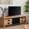TV-meubel Novelle mangohout zwart staal 160 cm staande tv-meubel - naturel en bruin - Mooier Thuis