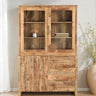 Vitrinekast Sophie 130 met Glazen Deuren en Lades - naturel en bruin - Mooier Thuis