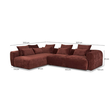 Afmetingen Multifurn Hoekbank June - Burgundy Links