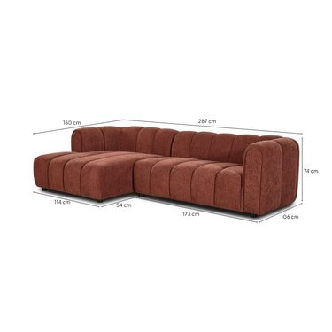 Afmetingen Multifurn Hoekbank Fay - Burgundy Links