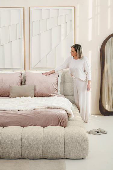 Platformbed Adore Ruby Bouclé Beige – 160x200 cm – Incl. Matras - afbeelding 7