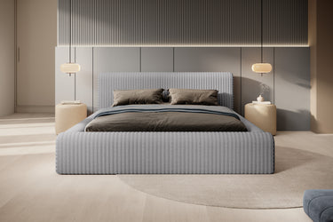 Platformbed Adore Vana Grijs – 140x200 cm – Incl. Matras in stof - Mooier Thuis