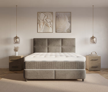 Opbergboxspring Verdo Taupe – 180x210 cm in velvet - Mooier Thuis