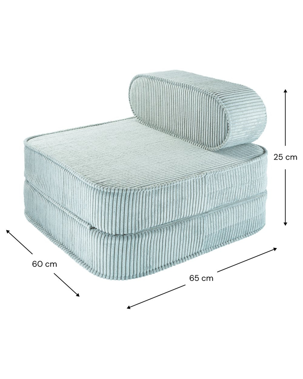 Afmetingen Wigiwama Uitklapstoel 3-in-1 Peppermint green — ingeklapt