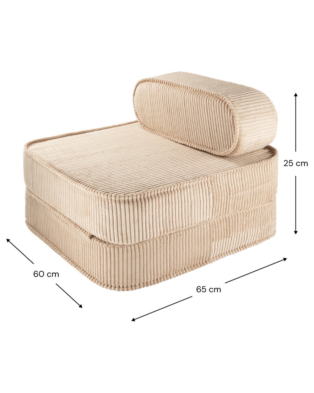 Afmetingen Wigiwama Uitklapstoel 3-in-1 Brown Sugar — ingeklapt