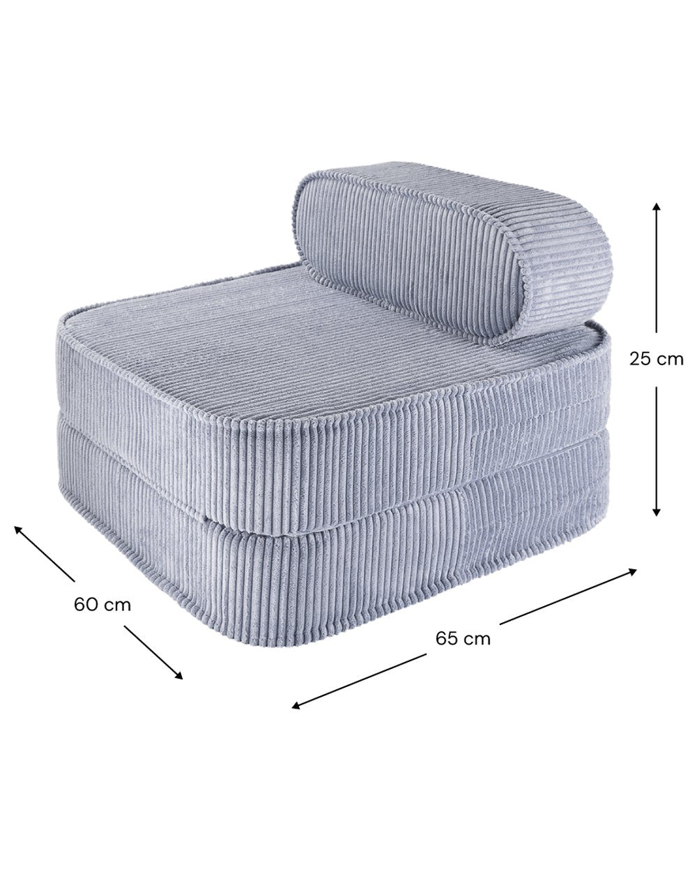 Afmetingen Wigiwama Uitklapstoel 3-in-1 Blueberry Blue — ingeklapt