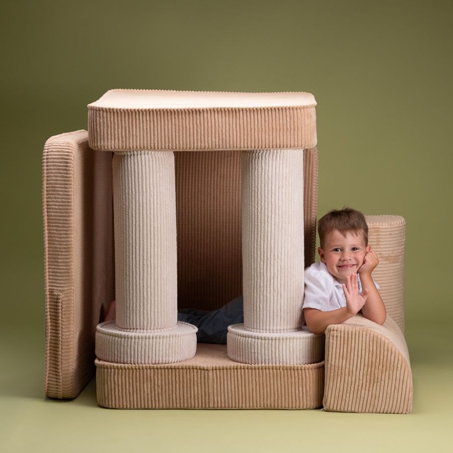 Wigiwama 9-teilige Cord-Spielbank für Kinder Brauner Zucker