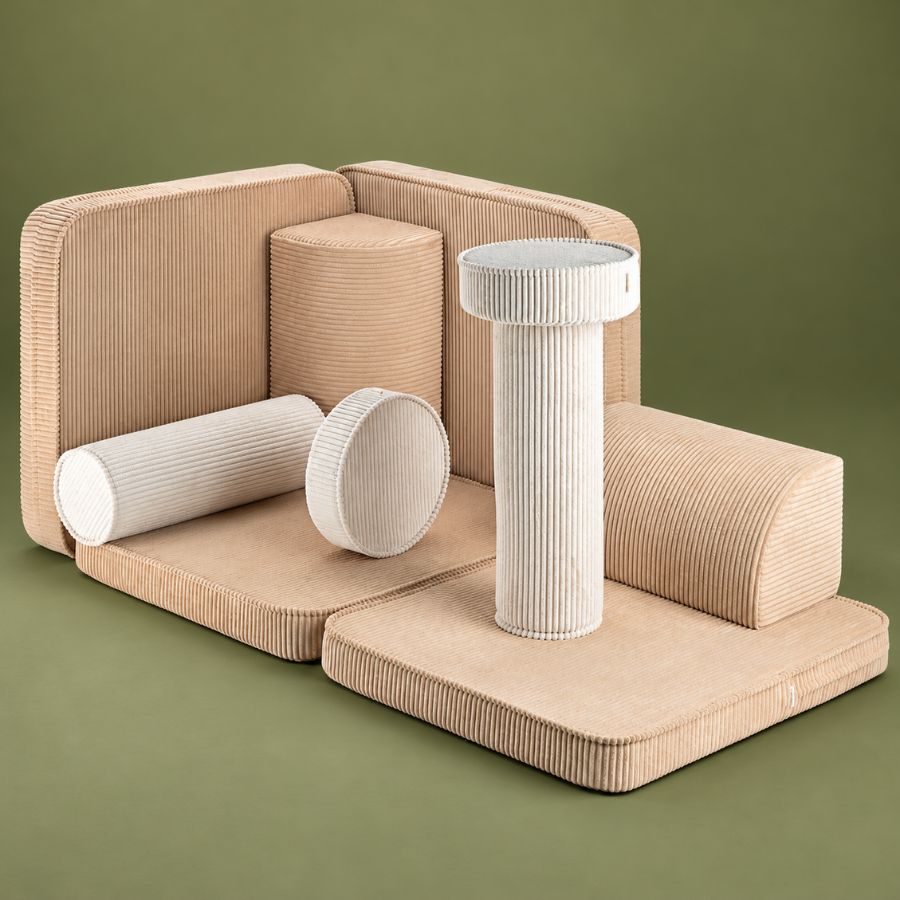 Wigiwama 9-teilige Cord-Spielbank für Kinder Brauner Zucker