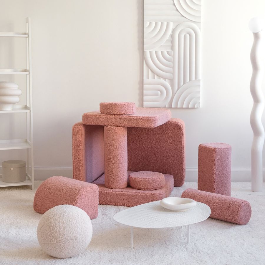 Wigiwama Kinderspielbank, 9-teilig, aus Teddyfell Guave