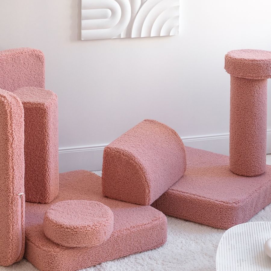 Wigiwama Kinderspielbank, 9-teilig, aus Teddyfell Guave