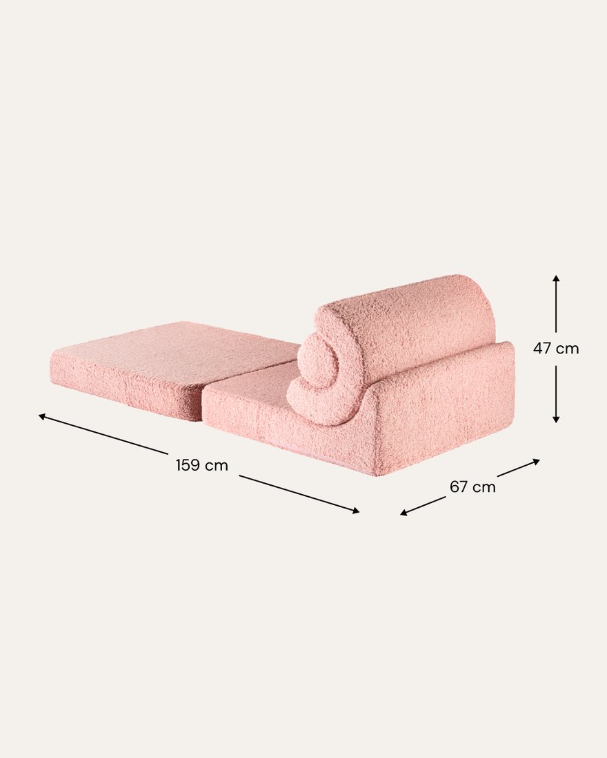 Afmetingen Wigiwama Flipster 3-in-1 Foldable Ribbed Chair Pink Mousse — uitgeklapt