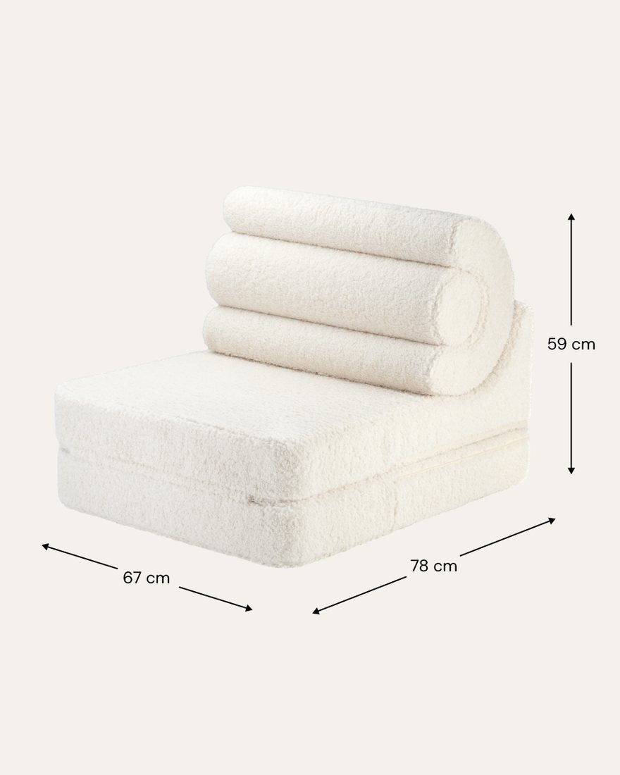 Afmetingen Wigiwama Flipster Uitklapstoel 3-in-1 Cream White — ingeklapt