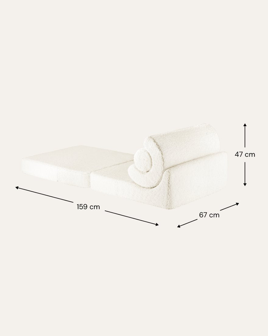 Afmetingen Wigiwama Flipster Uitklapstoel 3-in-1 Cream White — uitgeklapt