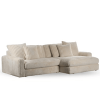 3-zits loungebank L+R - Vito 23 ribstof Beige - Mooier Thuis