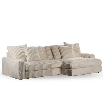 3-zits ribstof loungebank L+R - Vito Crème