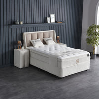 Opbergboxspring Noemibedd Beige – 140x200 cm in bouclé - Mooier Thuis