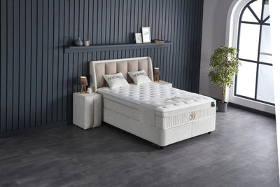 Opbergboxspring Noemibedd Beige – 140x200 cm