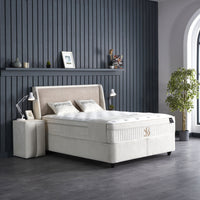 Opbergboxspring Adenbedd Beige – 160x200 cm in bouclé - Mooier Thuis