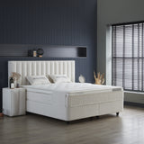 Opbergboxspring Woollybedd Beige – 140x200 cm in bouclé - Mooier Thuis