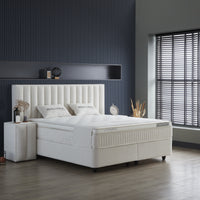 Opbergboxspring Woollybedd Beige – 140x200 cm in bouclé - Mooier Thuis