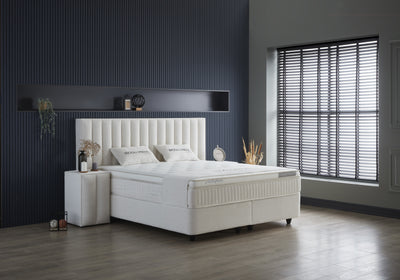Opbergboxspring Woollybedd Beige – 160x200 cm