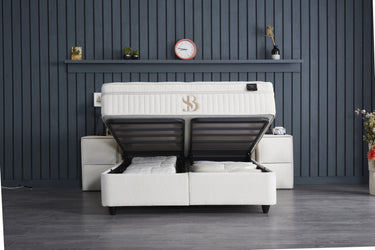 Opbergboxspring Twinbedd Beige – 140x200 cm - afbeelding 8