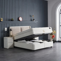 Opbergboxspring Twinbedd Beige – 140x200 cm - afbeelding 2