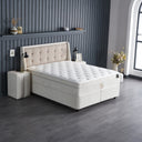 Opbergboxspring Perlabedd Beige – 160x200 cm in bouclé - Mooier Thuis