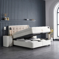 Opbergboxspring Perlabedd Beige – 160x200 cm - afbeelding 2