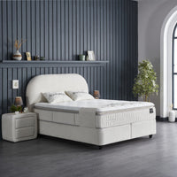 Opbergboxspring Bohembedd Beige – 140x200 cm in bouclé - Mooier Thuis