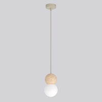 Loop hanglamp wit glas 1-lichts mokka naturel