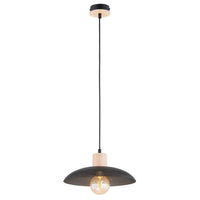 KOBE 1-lichts hanglamp - Zwart met hout - Mooier Thuis