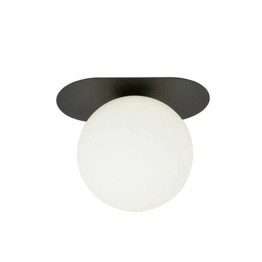 PLAZA 1-lichts plafondlamp - Wit glas - Zwart frame