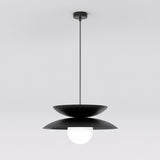 Nagoya hanglamp wit glas 1-lichts zwart hanglamp met lampenkap - metaal en glas - Mooier Thuis
