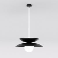 Nagoya hanglamp wit glas 1-lichts zwart