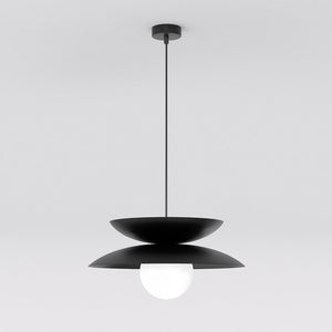 Nagoya hanglamp wit glas 1-lichts zwart