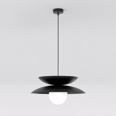 Nagoya hanglamp wit glas 1-lichts zwart